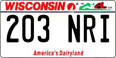 WI license plate 203NRI