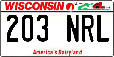 WI license plate 203NRL