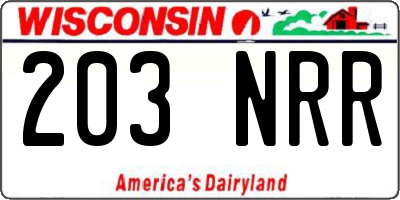 WI license plate 203NRR