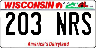 WI license plate 203NRS
