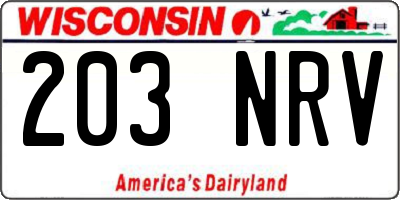WI license plate 203NRV