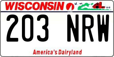 WI license plate 203NRW