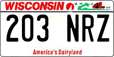 WI license plate 203NRZ
