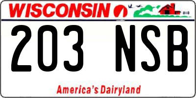WI license plate 203NSB