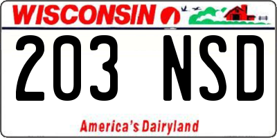WI license plate 203NSD