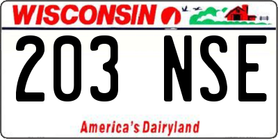 WI license plate 203NSE