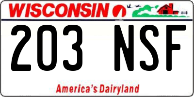 WI license plate 203NSF