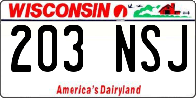 WI license plate 203NSJ