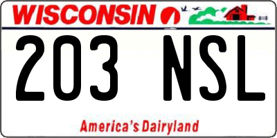 WI license plate 203NSL