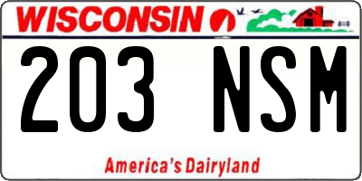 WI license plate 203NSM
