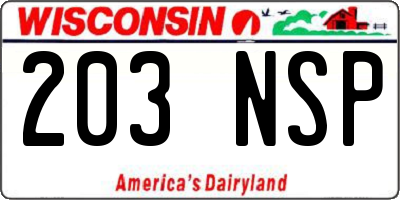 WI license plate 203NSP
