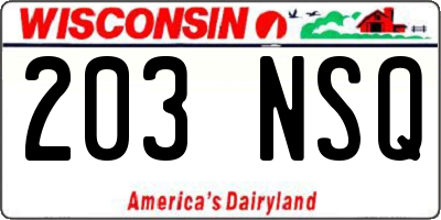 WI license plate 203NSQ