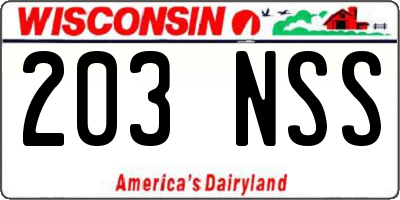 WI license plate 203NSS