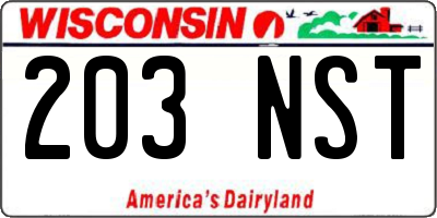 WI license plate 203NST