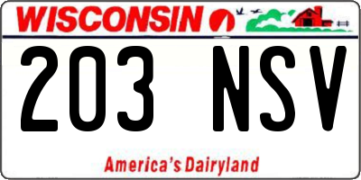WI license plate 203NSV