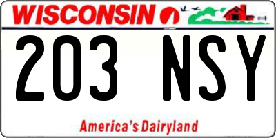 WI license plate 203NSY