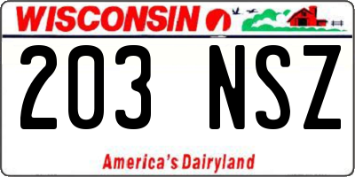 WI license plate 203NSZ