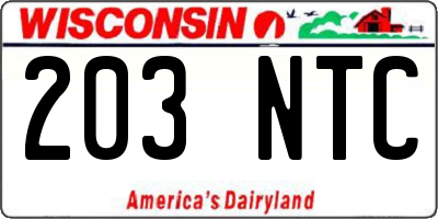 WI license plate 203NTC