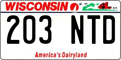 WI license plate 203NTD