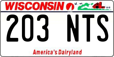 WI license plate 203NTS