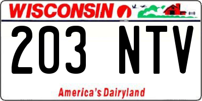 WI license plate 203NTV
