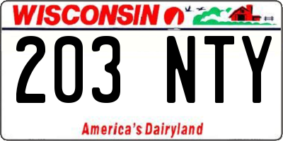 WI license plate 203NTY