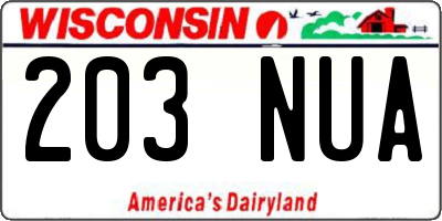 WI license plate 203NUA
