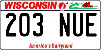 WI license plate 203NUE