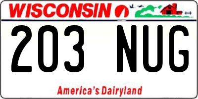 WI license plate 203NUG