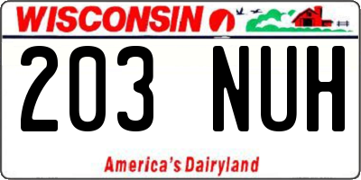 WI license plate 203NUH