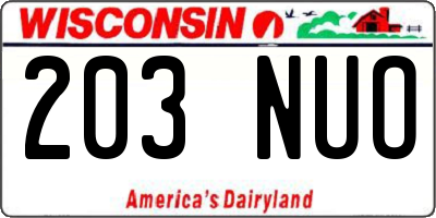 WI license plate 203NUO