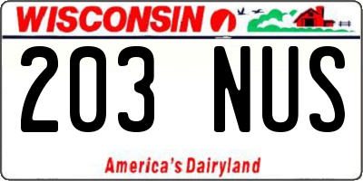 WI license plate 203NUS