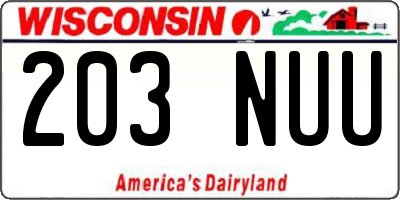 WI license plate 203NUU