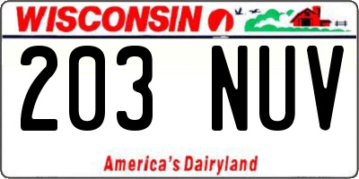 WI license plate 203NUV