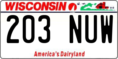 WI license plate 203NUW
