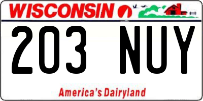 WI license plate 203NUY