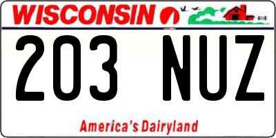 WI license plate 203NUZ