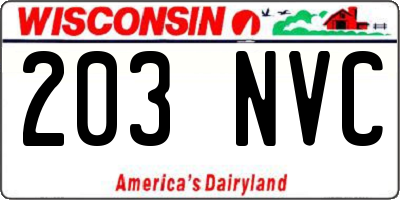 WI license plate 203NVC