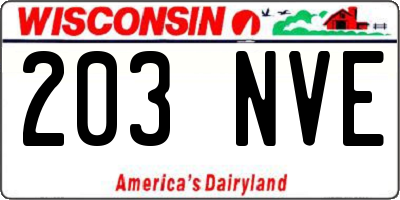 WI license plate 203NVE