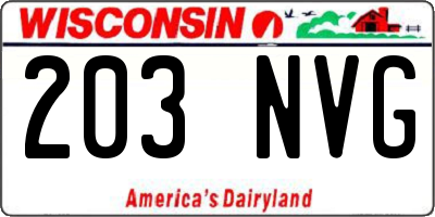 WI license plate 203NVG