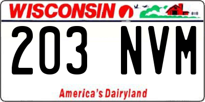 WI license plate 203NVM