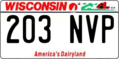 WI license plate 203NVP