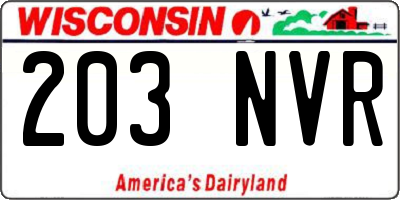 WI license plate 203NVR