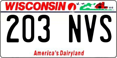 WI license plate 203NVS