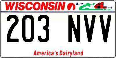 WI license plate 203NVV