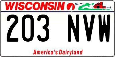 WI license plate 203NVW