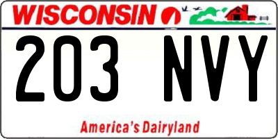 WI license plate 203NVY
