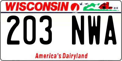 WI license plate 203NWA