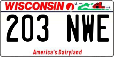WI license plate 203NWE