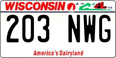 WI license plate 203NWG